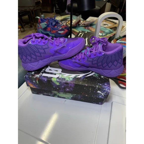 PUMA Melo MB.01 Youth Purple Glimmer Basketball Shoes Size 4 - Picture 5 of 9